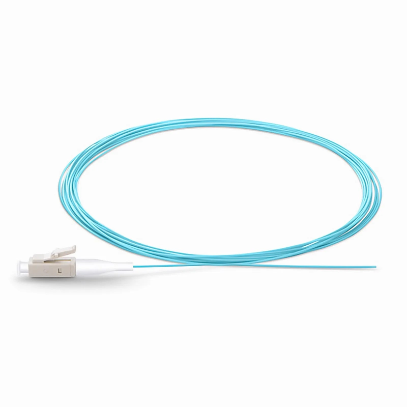 FyberOptix 1m (3ft) Fiber Pigtail, LC UPC to Unterminated, Simplex, OM3 Multimode, PVC (Unrated), 0.9mm, Aqua