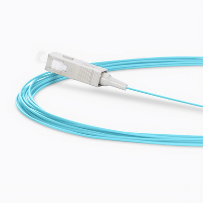 FyberOptix 1m (3ft) Fiber Pigtail, SC UPC to Unterminated, Simplex, OM3 Multimode, PVC (Unrated), 0.9mm, Aqua