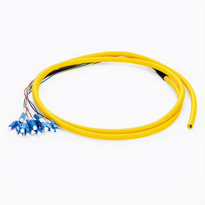 FyberOptix 1.5m (5ft) Fiber Pigtail, LC UPC to Unterminated, 12 Fibers, Bunch, OS2 Single Mode, PVC (Unrated), 0.9mm, Yellow