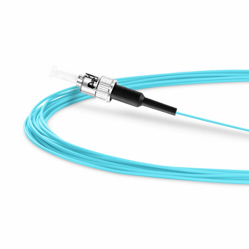 FyberOptix 2m (7ft) Fiber Pigtail, ST UPC to Unterminated, Simplex, OM3 Multimode, PVC (Unrated), 0.9mm, Aqua