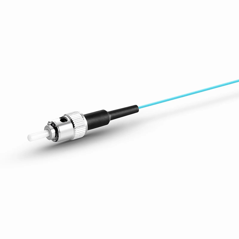 FyberOptix 2m (7ft) Fiber Pigtail, ST UPC to Unterminated, Simplex, OM3 Multimode, PVC (Unrated), 0.9mm, Aqua