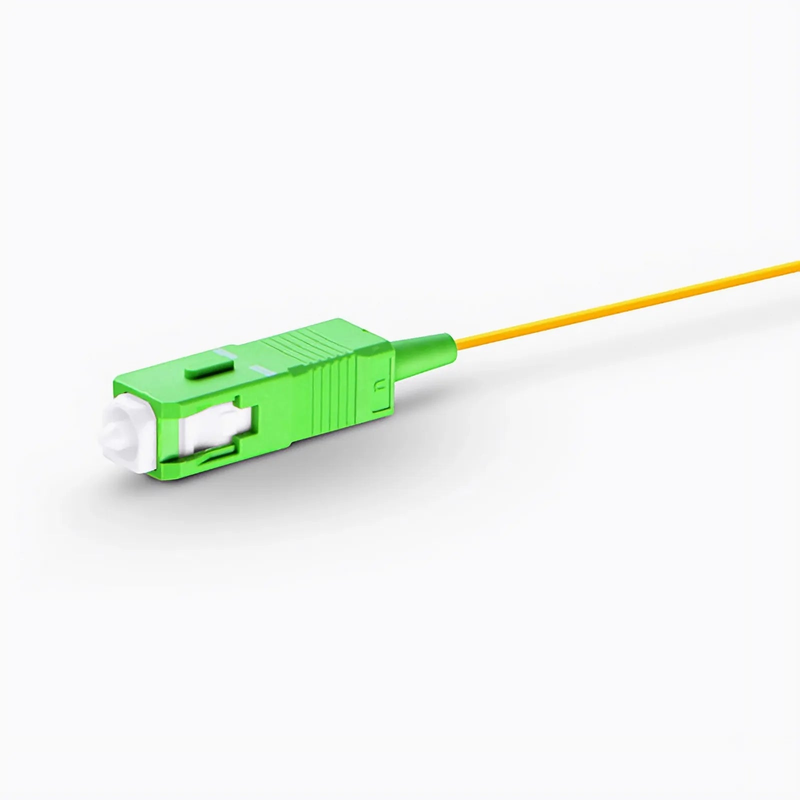 FyberOptix 1m (3ft) Fiber Pigtail, SC APC to Unterminated, Simplex, OS2 Single Mode, PVC (Unrated), 0.9mm, Yellow