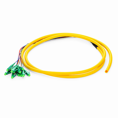 FyberOptix 1.5m (5ft) Fiber Pigtail, LC APC to Unterminated, 12 Fibers, Bunch, OS2 Single Mode, PVC (Unrated), 0.9mm, Yellow