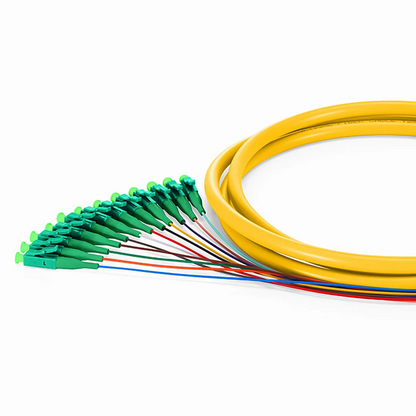 FyberOptix 1.5m (5ft) Fiber Pigtail, LC APC to Unterminated, 12 Fibers, Bunch, OS2 Single Mode, PVC (Unrated), 0.9mm, Yellow
