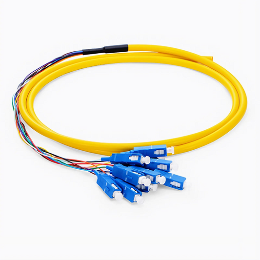 FyberOptix 1.5m (5ft) Fiber Pigtail, SC UPC to Unterminated, 12 Fibers, Bunch, OS2 Single Mode, PVC (Unrated), 0.9mm, Yellow