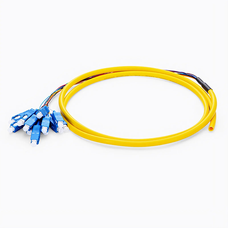 FyberOptix 1.5m (5ft) Fiber Pigtail, SC UPC to Unterminated, 12 Fibers, Bunch, OS2 Single Mode, PVC (Unrated), 0.9mm, Yellow