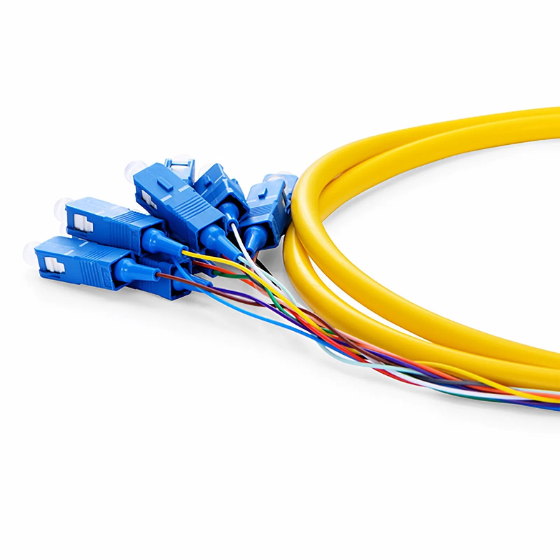 FyberOptix 1.5m (5ft) Fiber Pigtail, SC UPC to Unterminated, 12 Fibers, Bunch, OS2 Single Mode, PVC (Unrated), 0.9mm, Yellow