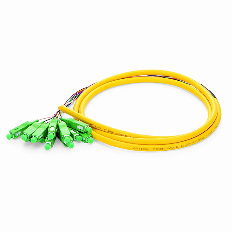 FyberOptix 1.5m (5ft) Fiber Pigtail, SC APC to Unterminated, 12 Fibers, Bunch, OS2 Single Mode, PVC (Unrated), 0.9mm, Yellow