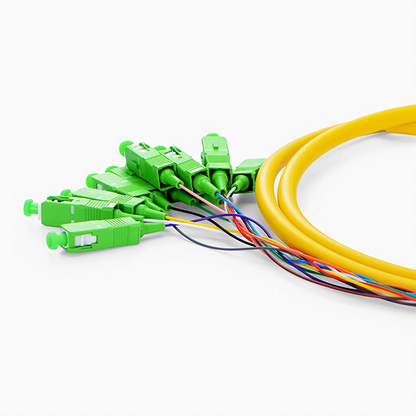 FyberOptix 1.5m (5ft) Fiber Pigtail, SC APC to Unterminated, 12 Fibers, Bunch, OS2 Single Mode, PVC (Unrated), 0.9mm, Yellow