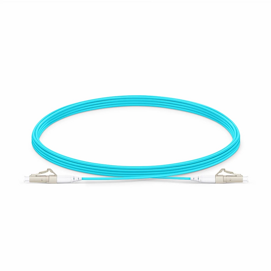 FyberOptix 5m (16ft) Fiber Patch Cable, 1 Fiber, LC UPC Simplex to LC UPC Simplex, Multimode (OM4), Riser (OFNR), 1.2mm, Tight-Buffered, Aqua