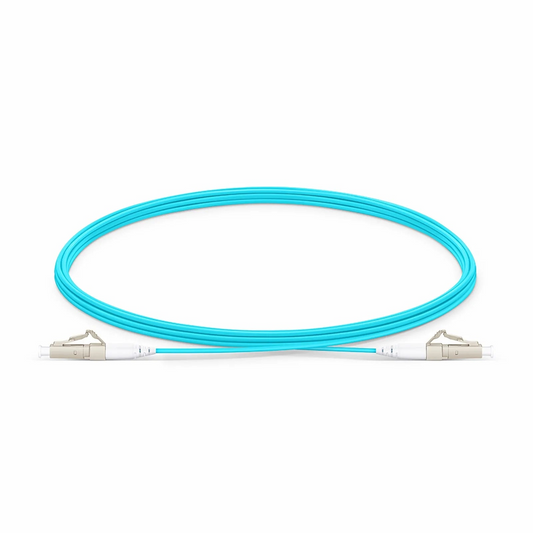 FyberOptix 3m (10ft) Fiber Patch Cable, 1 Fiber, LC UPC Simplex to LC UPC Simplex, Multimode (OM4), Riser (OFNR), 1.2mm, Tight-Buffered, Aqua
