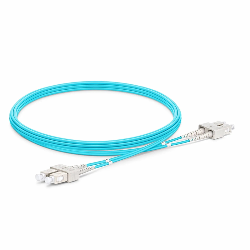 FyberOptix 3m (10ft) Fiber Patch Cable, 2 Fibers, SC UPC Duplex to SC UPC Duplex, Multimode (OM4), Riser (OFNR), 1.6mm, Tight-Buffered, Aqua