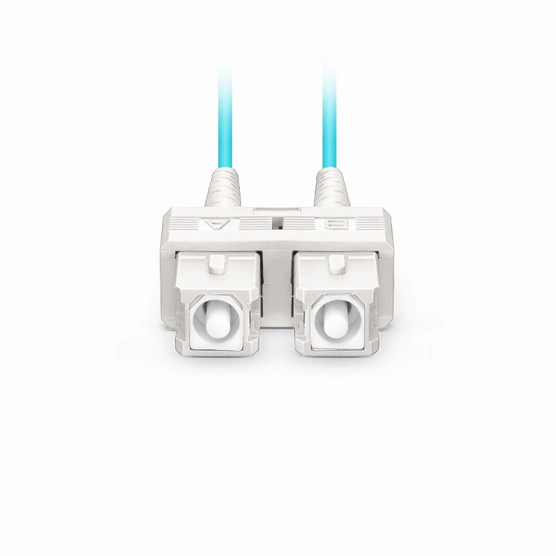 FyberOptix 3m (10ft) Fiber Patch Cable, 2 Fibers, SC UPC Duplex to SC UPC Duplex, Multimode (OM4), Riser (OFNR), 1.6mm, Tight-Buffered, Aqua