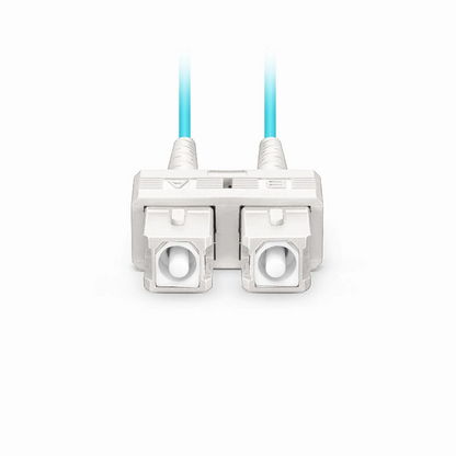 FyberOptix 3m (10ft) Fiber Patch Cable, 2 Fibers, SC UPC Duplex to SC UPC Duplex, Multimode (OM4), Riser (OFNR), 1.6mm, Tight-Buffered, Aqua