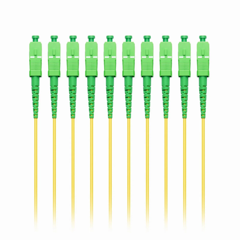 FyberOptix 1m (3ft) Fiber Patch Cable, 1 Fiber, LC UPC Simplex to SC APC Simplex, Single Mode (OS2), Riser (OFNR), 2.0mm, Tight-Buffered, Yellow, 10 Pcs/Pack