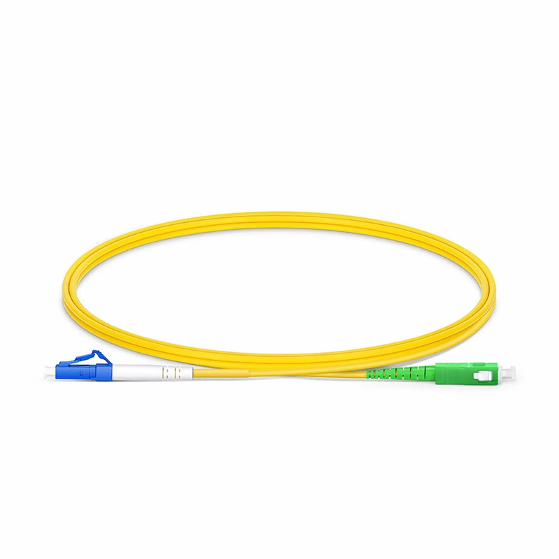 FyberOptix 1m (3ft) Fiber Patch Cable, 1 Fiber, LC UPC Simplex to SC APC Simplex, Single Mode (OS2), Riser (OFNR), 2.0mm, Tight-Buffered, Yellow, 10 Pcs/Pack