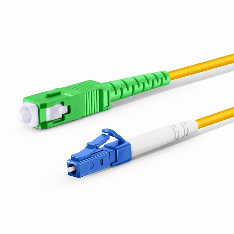 FyberOptix 1m (3ft) Fiber Patch Cable, 1 Fiber, LC UPC Simplex to SC APC Simplex, Single Mode (OS2), Riser (OFNR), 2.0mm, Tight-Buffered, Yellow, 10 Pcs/Pack