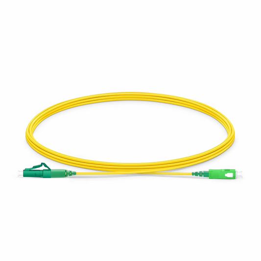 FyberOptix 3m (10ft) Fiber Patch Cable, 1 Fiber, LC APC Simplex to SC APC Simplex, Single Mode (OS2), Riser (OFNR), 1.2mm, Tight-Buffered, Yellow