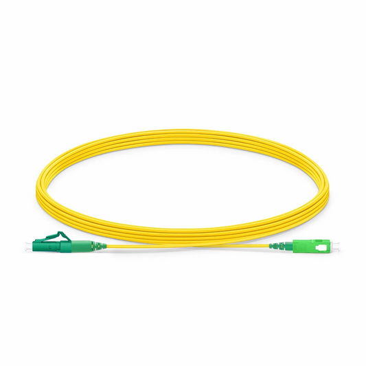 FyberOptix 5m (16ft) Fiber Patch Cable, 1 Fiber, LC APC Simplex to SC APC Simplex, Single Mode (OS2), Riser (OFNR), 1.2mm, Tight-Buffered, Yellow