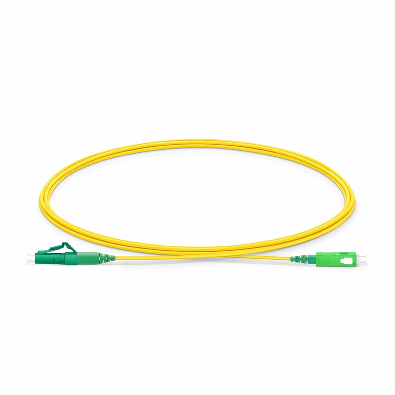 FyberOptix 2m (7ft) Fiber Patch Cable, 1 Fiber, LC APC Simplex to SC APC Simplex, Single Mode (OS2), Riser (OFNR), 1.2mm, Tight-Buffered, Yellow