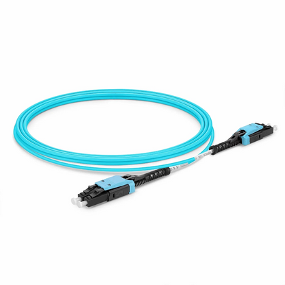 FyberOptix 3m (10ft) Fiber Patch Cable, 2 Fibers, LC UPC Duplex to LC UPC Duplex Flat Clip with Push-Pull Boot Uniboot, Multimode (OM4), Riser (OFNR), 2.0mm, Aqua