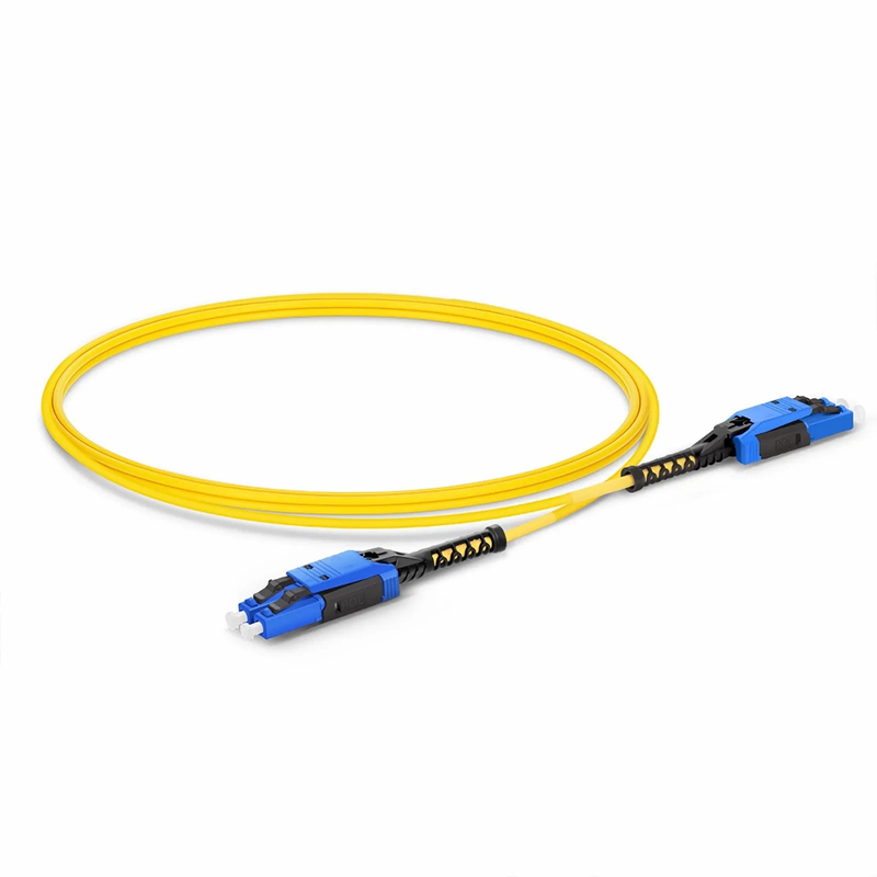 FyberOptix 2m (7ft) Fiber Patch Cable, 2 Fibers, LC UPC Duplex to LC UPC Duplex Flat Clip with Push-Pull Boot Uniboot, Single Mode (OS2), Riser (OFNR), 2.0mm, Yellow