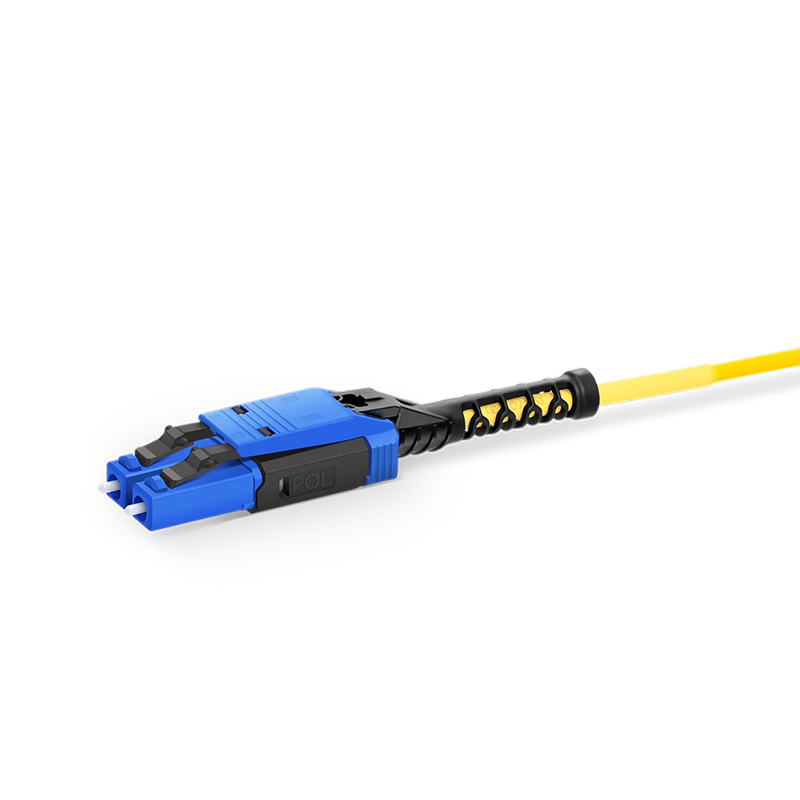 FyberOptix 2m (7ft) Fiber Patch Cable, 2 Fibers, LC UPC Duplex to LC UPC Duplex Flat Clip with Push-Pull Boot Uniboot, Single Mode (OS2), Riser (OFNR), 2.0mm, Yellow