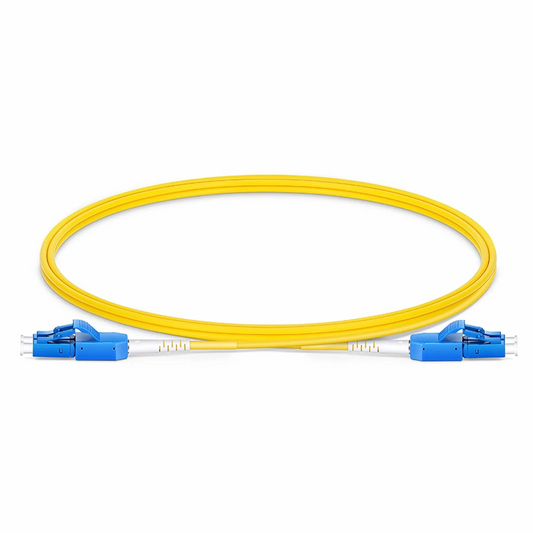 FyberOptix 1m (3ft) Fiber Patch Cable, 2 Fibers, LC UPC Duplex to LC UPC Duplex Standard Clip Uniboot, Single Mode (OS2), Riser (OFNR), 2.0mm, Yellow