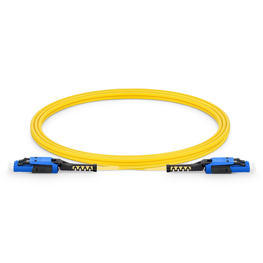 FyberOptix 5m (16ft) Fiber Patch Cable, 2 Fibers, LC UPC Duplex to LC UPC Duplex Flat Clip with Push-Pull Boot Uniboot, Single Mode (OS2), Riser (OFNR), 2.0mm, Yellow