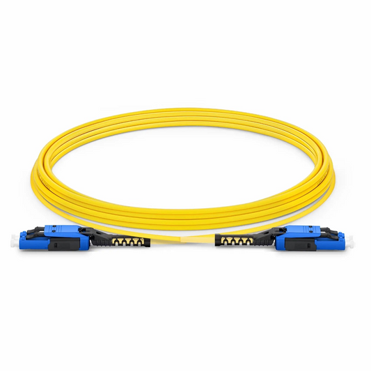 FyberOptix 15m (49ft) Fiber Patch Cable, 2 Fibers, LC UPC Duplex to LC UPC Duplex Flat Clip with Push-Pull Boot Uniboot, Single Mode (OS2), Riser (OFNR), 2.0mm, Yellow
