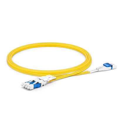 FyberOptix 1m (3ft) Fiber Patch Cable, 4 Fibers, 2 x CSA UPC Duplex to 2 x LC UPC Duplex Flat Clip Uniboot, Single Mode (OS2), Riser (OFNR), 2.0mm, Yellow, for 200/400/800G Network Connection