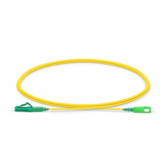 FyberOptix 2m (7ft) Fiber Patch Cable, 1 Fiber, LC APC Simplex to SC APC Simplex, Single Mode (OS2), Riser (OFNR), 1.2mm, Tight-Buffered, Yellow