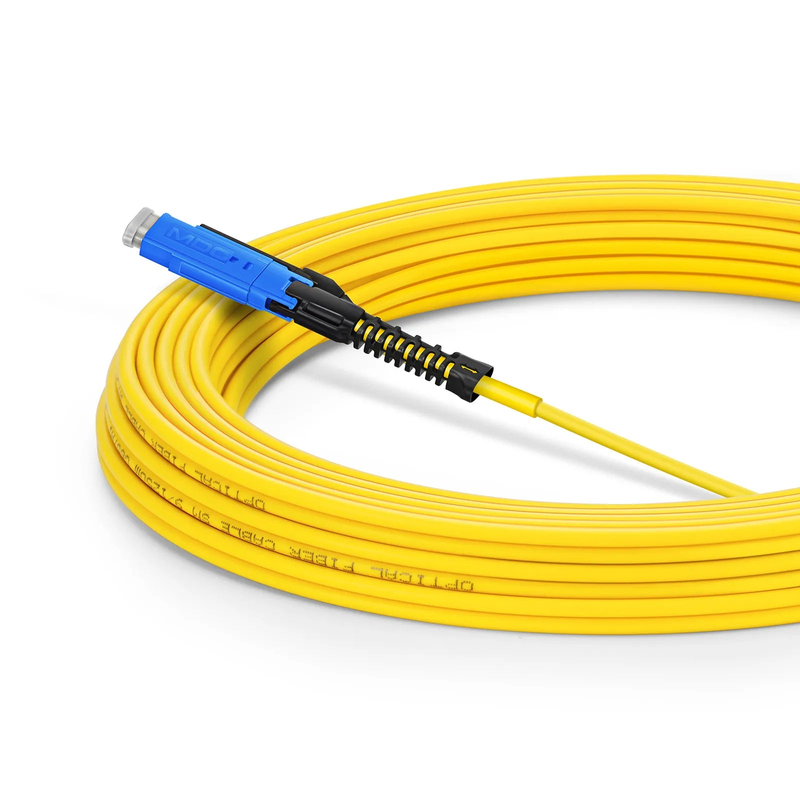 FyberOptix 10m (33ft) Fiber Patch Cable, 2 Fibers, MDC UPC Duplex to MDC UPC Duplex Uniboot, Single Mode (OS2), Riser (OFNR), 2.0mm, Yellow, for 100/400/800G Network Connection