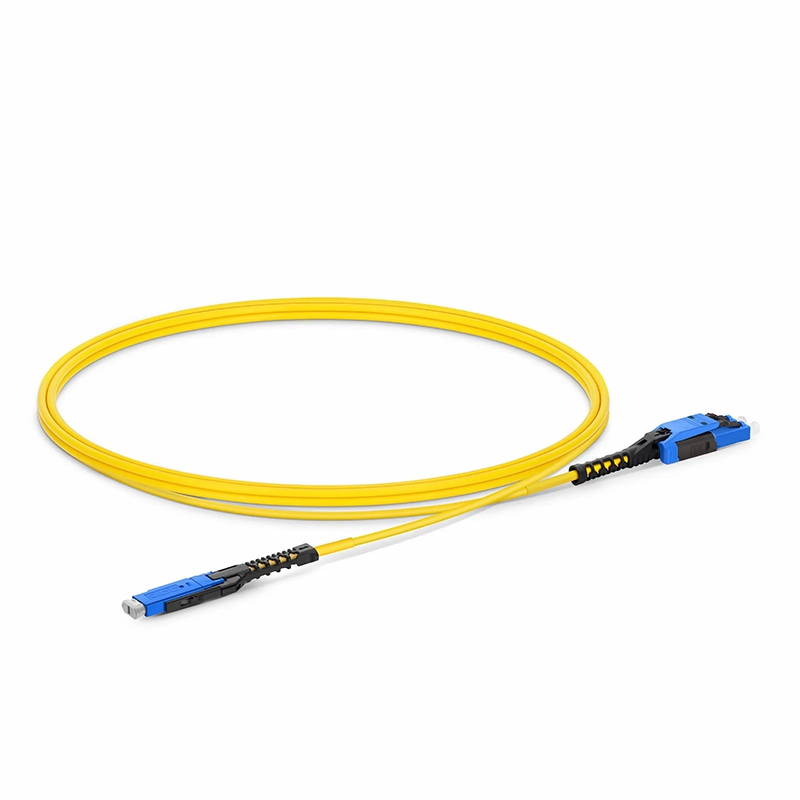 FyberOptix 1m (3ft) Fiber Patch Cable, 2 Fibers, MDC UPC Duplex to LC UPC Duplex Flat Clip with Push-Pull Boot Uniboot, Single Mode (OS2), Riser (OFNR), 2.0mm, Yellow, for 100/400/800G Network Connection
