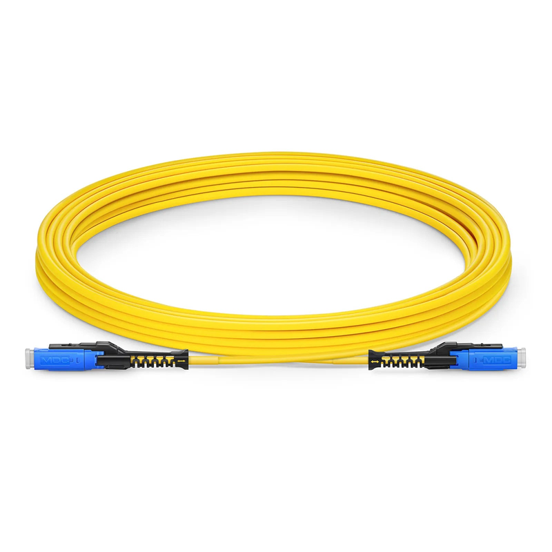 FyberOptix 5m (16ft) Fiber Patch Cable, 2 Fibers, MDC UPC Duplex to MDC UPC Duplex Uniboot, Single Mode (OS2), Riser (OFNR), 2.0mm, Yellow, for 100/400/800G Network Connection