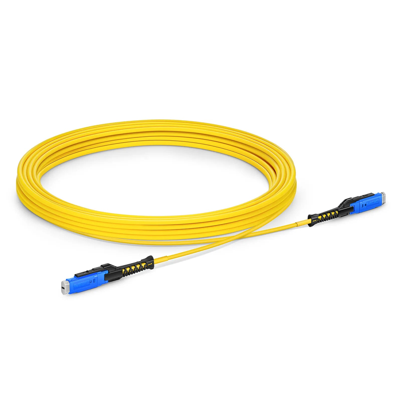 FyberOptix 5m (16ft) Fiber Patch Cable, 2 Fibers, MDC UPC Duplex to MDC UPC Duplex Uniboot, Single Mode (OS2), Riser (OFNR), 2.0mm, Yellow, for 100/400/800G Network Connection