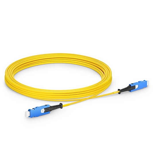 FyberOptix 5m (16ft) Fiber Patch Cable, 2 Fibers, SN UPC Duplex to SN UPC Duplex Uniboot, Single Mode (OS2), Riser (OFNR), 1.6mm, Yellow, for 400G Network Connection