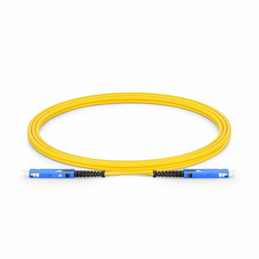 FyberOptix 2m (7ft) Fiber Patch Cable, 2 Fibers, SN UPC Duplex to SN UPC Duplex Uniboot, Single Mode (OS2), Riser (OFNR), 1.6mm, Yellow, for 400G Network Connection