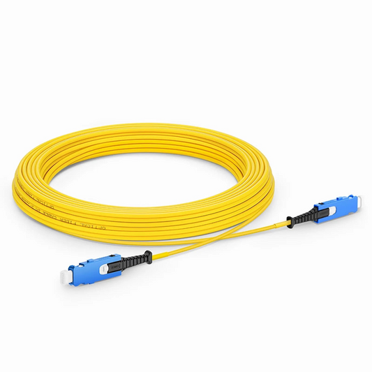 FyberOptix 10m (33ft) Fiber Patch Cable, 2 Fibers, SN UPC Duplex to SN UPC Duplex Uniboot, Single Mode (OS2), Riser (OFNR), 1.6mm, Yellow, for 400G Network Connection
