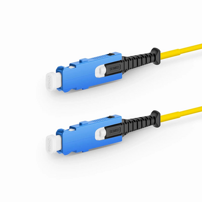 FyberOptix 1m (3ft) Fiber Patch Cable, 2 Fibers, SN UPC Duplex to SN UPC Duplex Uniboot, Single Mode (OS2), Riser (OFNR), 1.6mm, Yellow, for 400G Network Connection