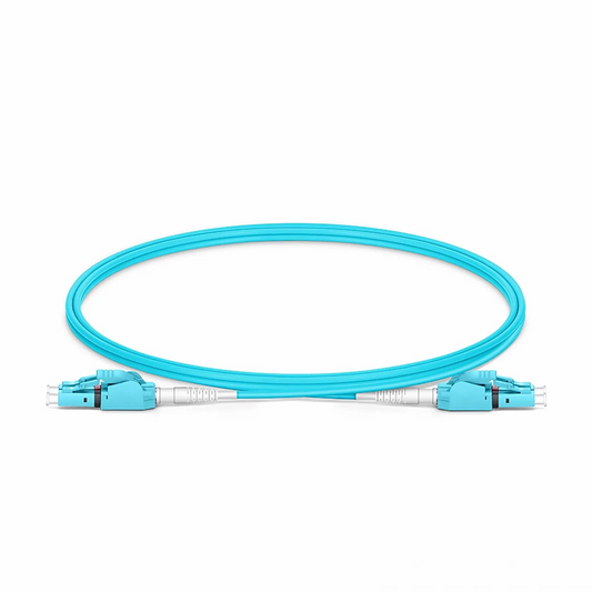 FyberOptix 1m (3ft) Fiber Patch Cable, 2 Fibers, LC UPC Duplex to LC UPC Duplex Switchable Clip Uniboot, Multimode (OM3), Riser (OFNR), 2.0mm, Aqua