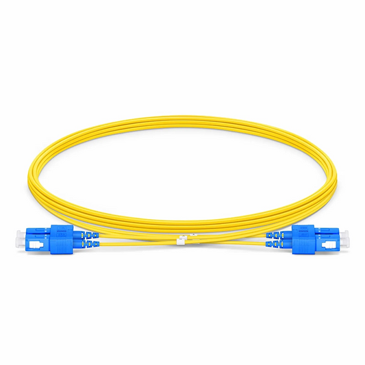 FyberOptix 3m (10ft) Fiber Patch Cable, 2 Fibers, SC UPC Duplex to SC UPC Duplex, Single Mode (OS2), Riser (OFNR), 1.2mm, Tight-Buffered, Yellow