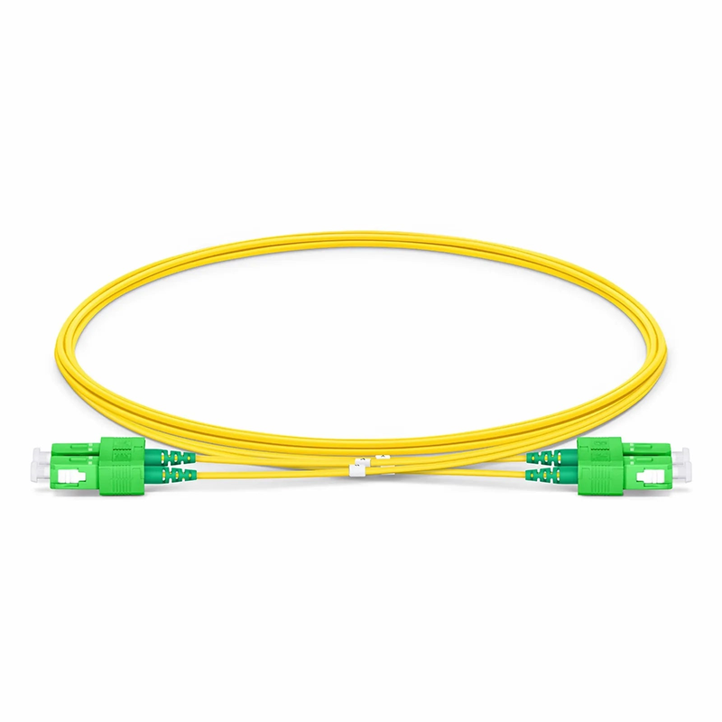 FyberOptix 2m (7ft) Fiber Patch Cable, 2 Fibers, SC APC Duplex to SC APC Duplex, Single Mode (OS2), Riser (OFNR), 1.2mm, Tight-Buffered, Yellow