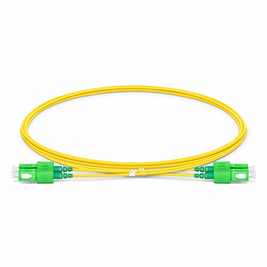 FyberOptix 2m (7ft) Fiber Patch Cable, 2 Fibers, SC APC Duplex to SC APC Duplex, Single Mode (OS2), Riser (OFNR), 1.2mm, Tight-Buffered, Yellow