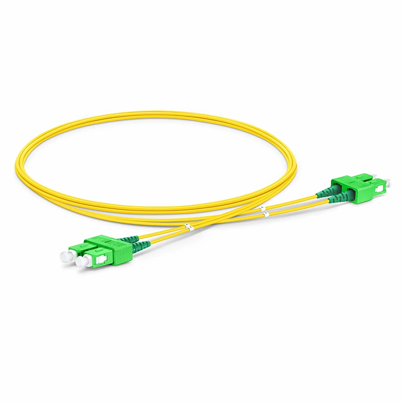 FyberOptix 2m (7ft) Fiber Patch Cable, 2 Fibers, SC APC Duplex to SC APC Duplex, Single Mode (OS2), Riser (OFNR), 1.2mm, Tight-Buffered, Yellow