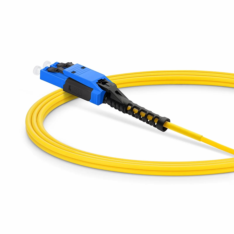 FyberOptix 2m (7ft) Fiber Patch Cable, 2 Fibers, MDC UPC Duplex to LC UPC Duplex Flat Clip with Push-Pull Boot Uniboot, Single Mode (OS2), Riser (OFNR), 2.0mm, Yellow, for 100/400/800G Network Connection