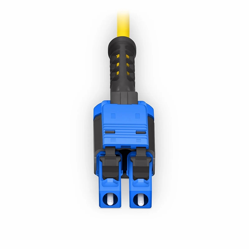 FyberOptix 2m (7ft) Fiber Patch Cable, 2 Fibers, MDC UPC Duplex to LC UPC Duplex Flat Clip with Push-Pull Boot Uniboot, Single Mode (OS2), Riser (OFNR), 2.0mm, Yellow, for 100/400/800G Network Connection