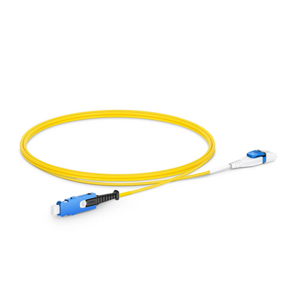 FyberOptix 1m (3ft) Fiber Patch Cable, 2 Fibers, SN UPC Duplex to LC UPC Duplex Flat Clip Uniboot, Single Mode (OS2), Riser (OFNR), 1.6mm, Yellow, for 400G Network Connection