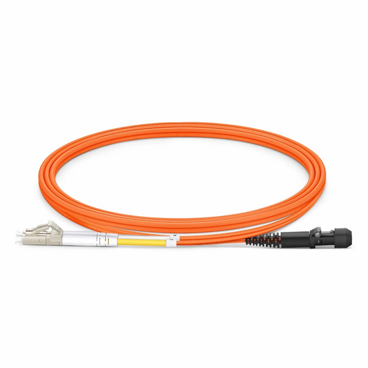 FyberOptix 1m (3ft) Fiber Patch Cable, 2 Fibers, LC UPC Duplex to MTRJ UPC Male Duplex, Multimode (OM2), Riser (OFNR), 1.8mm, Tight-Buffered, Orange