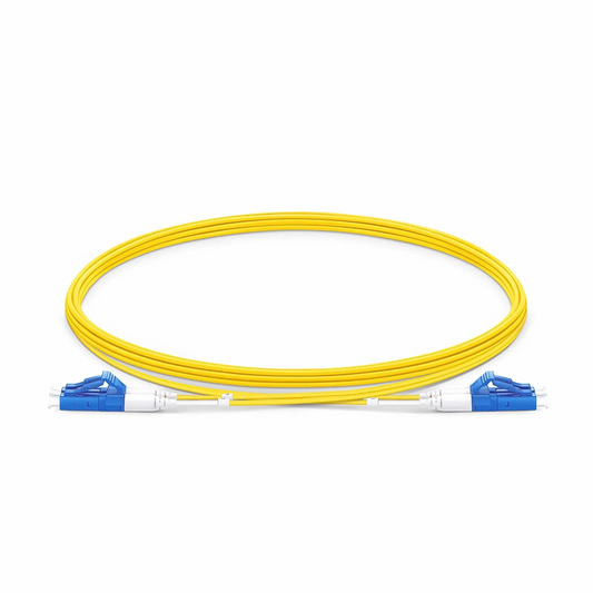 FyberOptix 3m (10ft) Fiber Patch Cable, 2 Fibers, LC UPC Duplex to LC UPC Duplex, Single Mode (OS2), Riser (OFNR), 1.2mm, Tight-Buffered, Yellow
